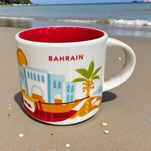 Rare Starbucks Bahrain You Are Here Mug 14oz Red Interior 2018 EUC